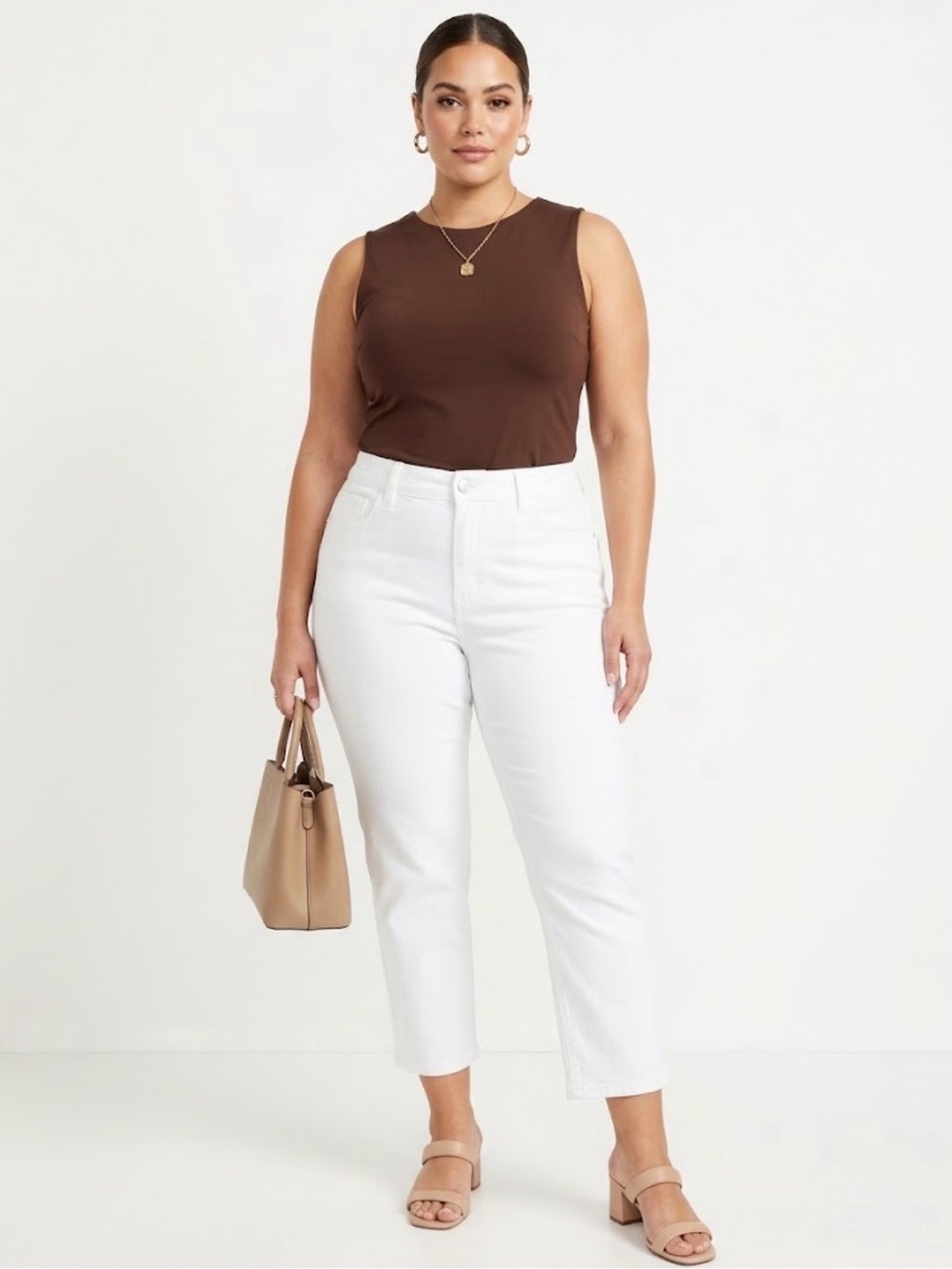 Melissa McCarthy Seven7 White Slimming Cropped Jeans Size 12 Stretch